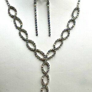 Shimmer-Iridescent Crystal Necklace and Earring Set - Gift for her